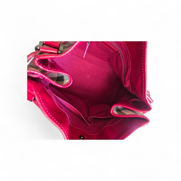 Burberry Burgundy and Black Plaid Shoulder Bag - Picture 7 of 11